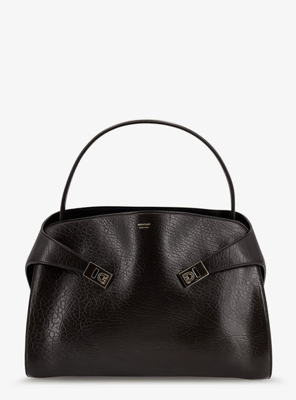 Ferragamo Hug Leather Shoulder Bag With Logo On The Front Uni Nero