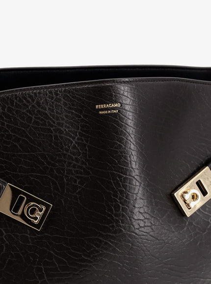 Ferragamo Hug Leather Shoulder Bag With Logo On The Front