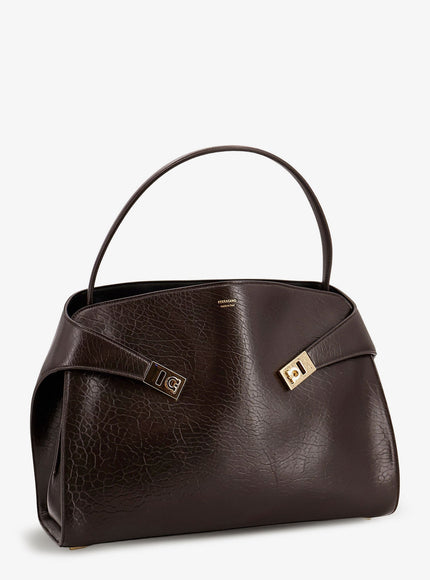 Ferragamo Hug Leather Shoulder Bag With Logo On The Front