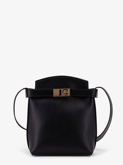 Ferragamo Leather Crossbody Bag With Gancini Detail Uni Nero