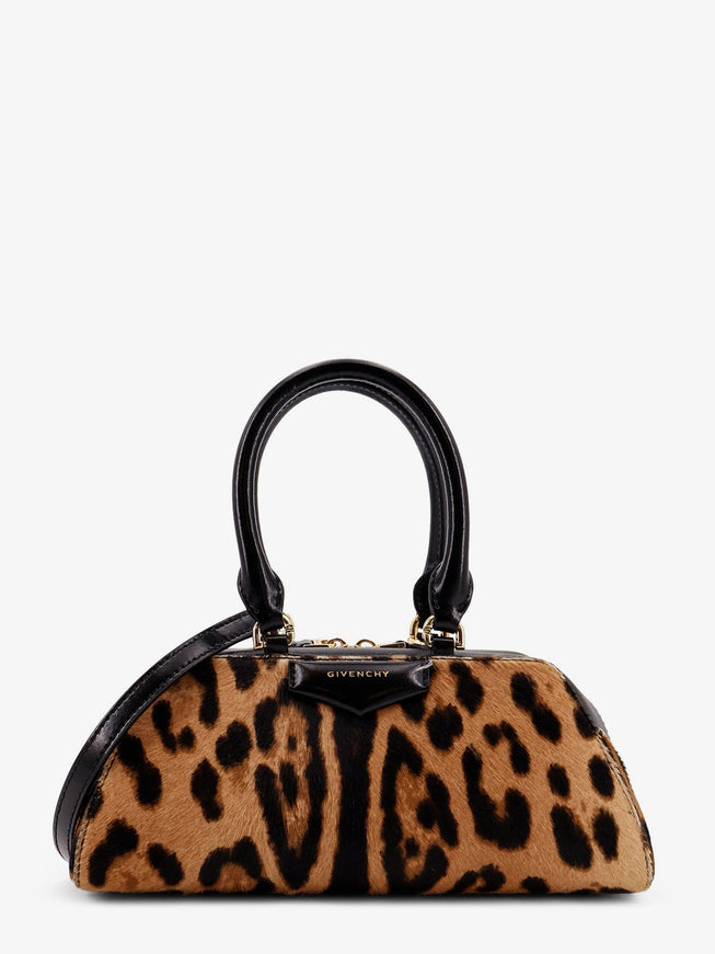 Givenchy Antigona East West Mini Pony Skin Crossbody Bag With Animal Print Uni Black Beige