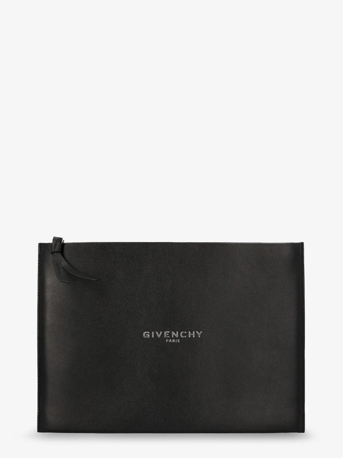 Givenchy Leather Clutch Bag With Lettering Logo On The Front Uni Black