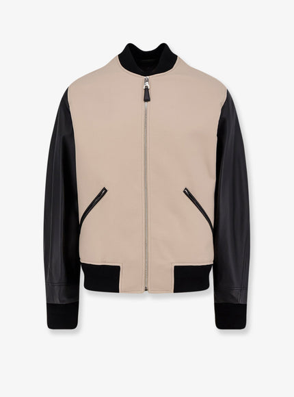 Givenchy Cotton Jacket With Leather Sleeves Black Beige