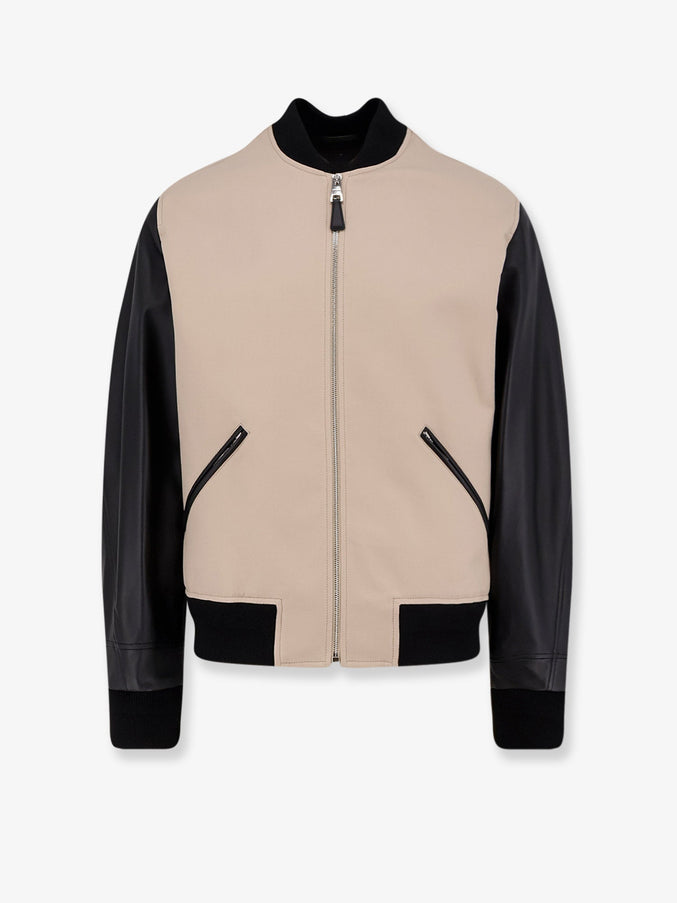 Givenchy Cotton Jacket With Leather Sleeves Black Beige