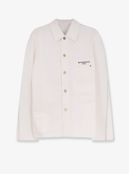 Givenchy Denim Jacket With Iconic Lettering Logo On The Front White