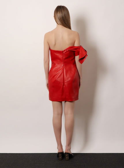 Givenchy Leather Bustier Dress With Bow Detail