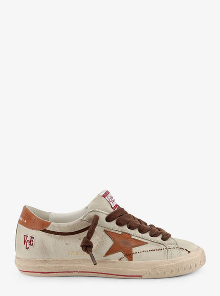Golden Goose Deluxe Brand Super Star Leather Sneakers With Logo On The Side Beigebrown