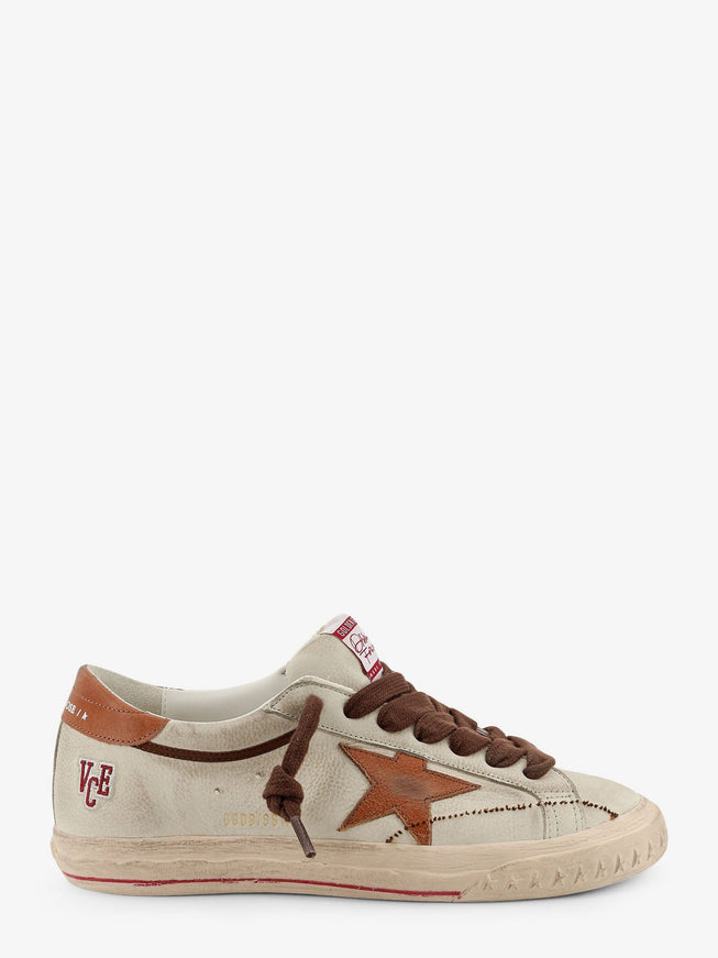 Golden Goose Deluxe Brand Super Star Leather Sneakers With Logo On The Side Beigebrown
