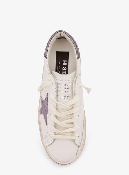 Golden Goose Deluxe Brand Hi Star Leather Sneakers With Side Logo