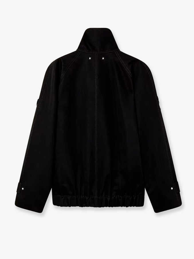 Golden Goose Deluxe Brand Black Denim Jacket With Floral Details In Sequins And Crystals