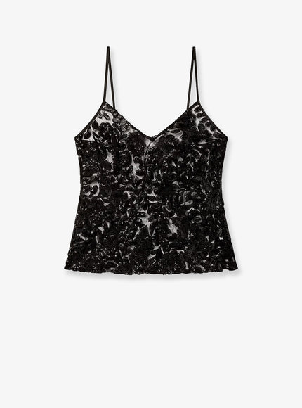 Golden Goose Deluxe Brand Tulle Top With Sequins Embroidery Black