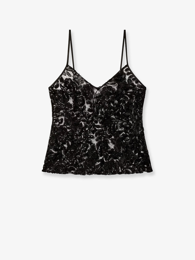 Golden Goose Deluxe Brand Tulle Top With Sequins Embroidery Black