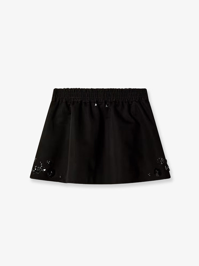 Golden Goose Deluxe Brand Cotton Blend Midi Skirt With Floral Sequin And Crystal Details