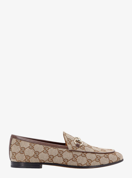 Gucci Gg Fabric Jordaan Loafers Beige Ebony