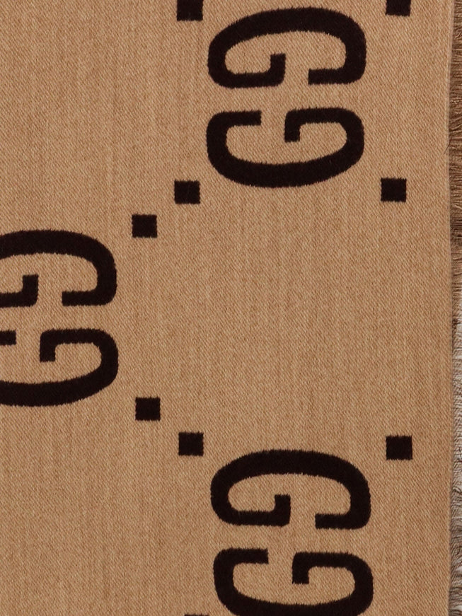 Gucci Wool And Silk Scarf With Gg Jacquard Motif