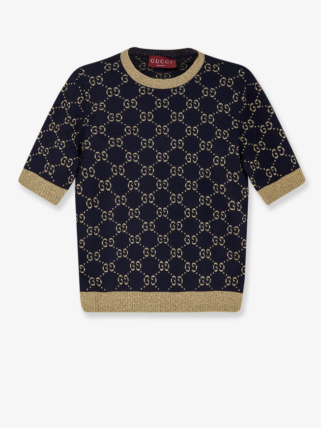Gucci Gg Cotton Blend Sweater Blue Gold