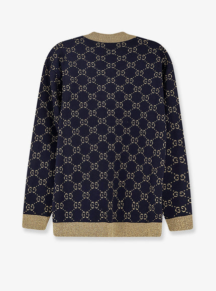 Gucci Cotton Blend Cardigan With All-Over Gg Logo