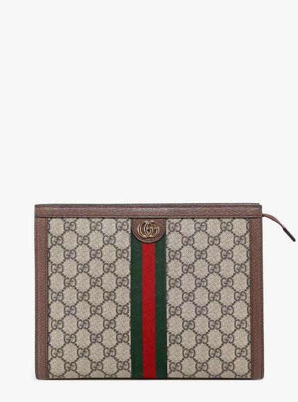 Gucci Ophidia Gg Supreme Fabric And Leather Clutch Uni Acero
