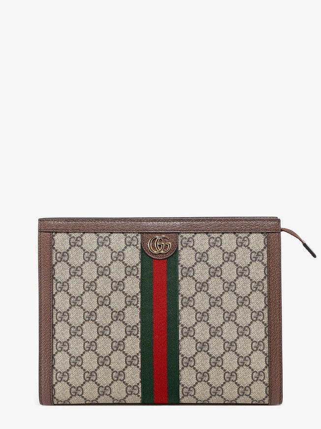 Gucci Ophidia Gg Supreme Fabric And Leather Clutch Uni Acero