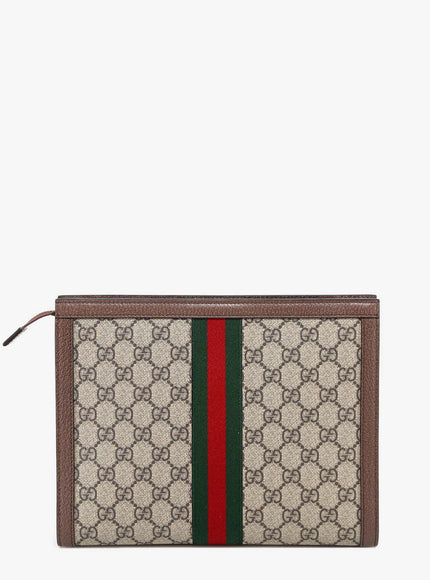 Gucci Ophidia Gg Supreme Fabric And Leather Clutch