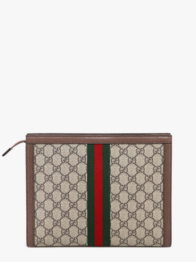 Gucci Ophidia Gg Supreme Fabric And Leather Clutch