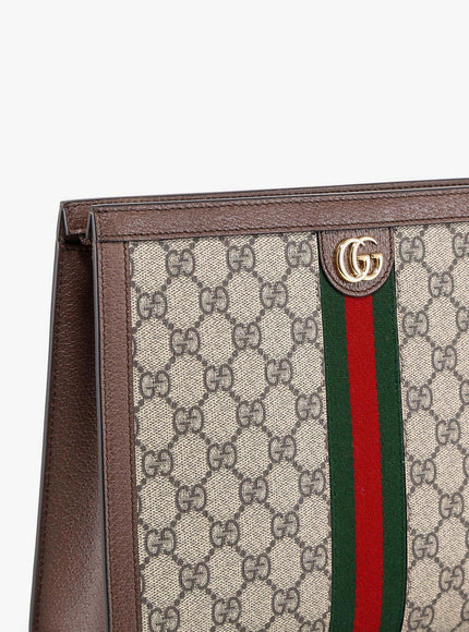 Gucci Ophidia Gg Supreme Fabric And Leather Clutch
