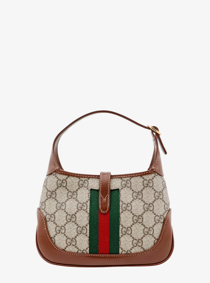 Gucci Gg Supreme Fabric And Leather Shoulder Bag With Iconic Web Band