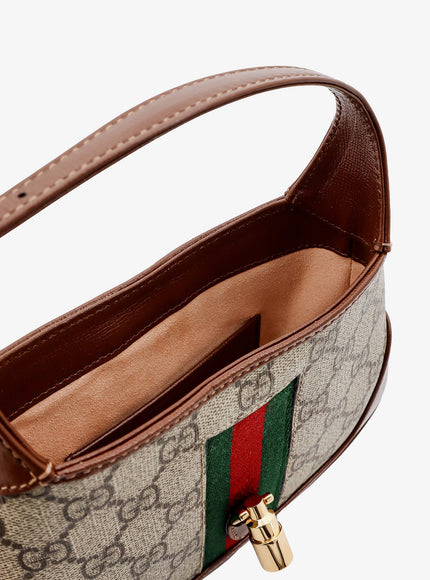 Gucci Gg Supreme Fabric And Leather Shoulder Bag With Iconic Web Band