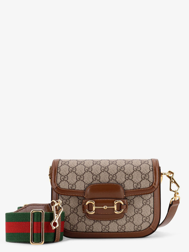 Gucci Coated Canvas Gucci Horsebit 1955 Crossbody Bag With Gg Supreme Motif Uni Brown Sugar