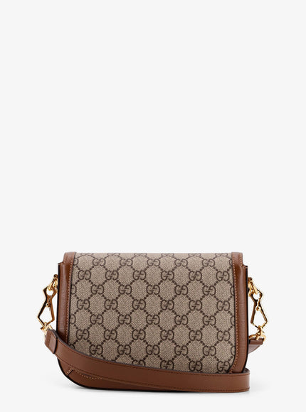 Gucci Coated Canvas Gucci Horsebit 1955 Crossbody Bag With Gg Supreme Motif