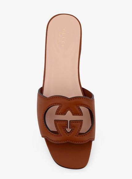 Gucci Leather Sandals With Gg Incrocio Cut-Out Detail