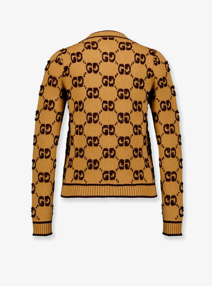 Gucci Wool Cardigan With Gg Inlay