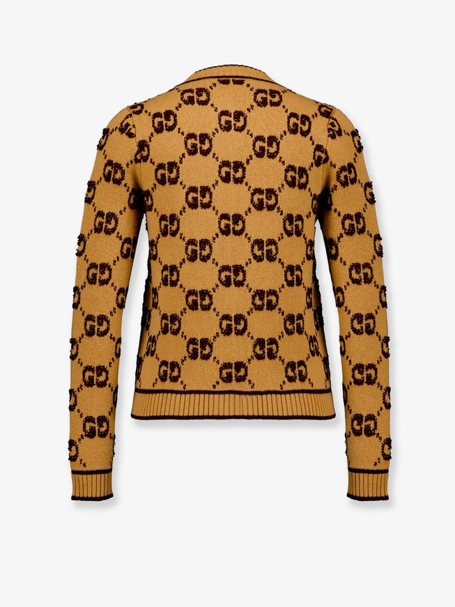 Gucci Wool Cardigan With Gg Inlay