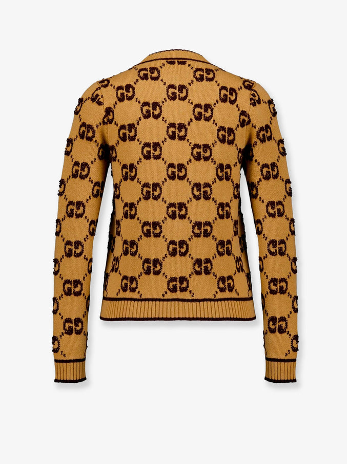 Gucci Wool Cardigan With Gg Inlay