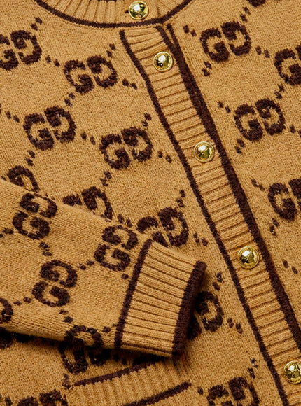 Gucci Wool Cardigan With Gg Inlay