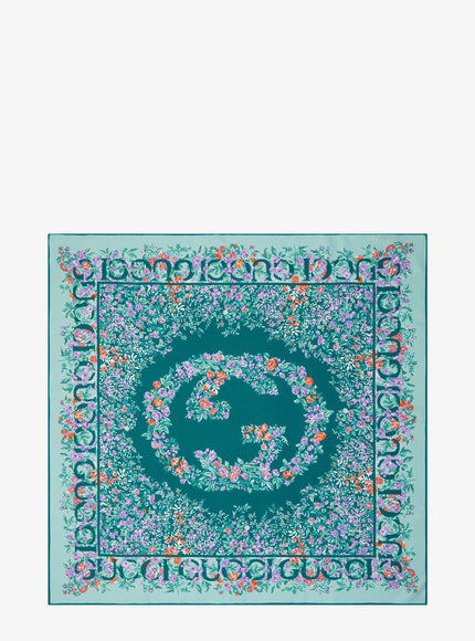 Gucci Gg Rose Silk Foulard Uni Aqualightpurple
