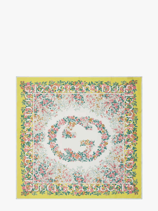 Gucci Gg Rose Silk Foulard Uni Green