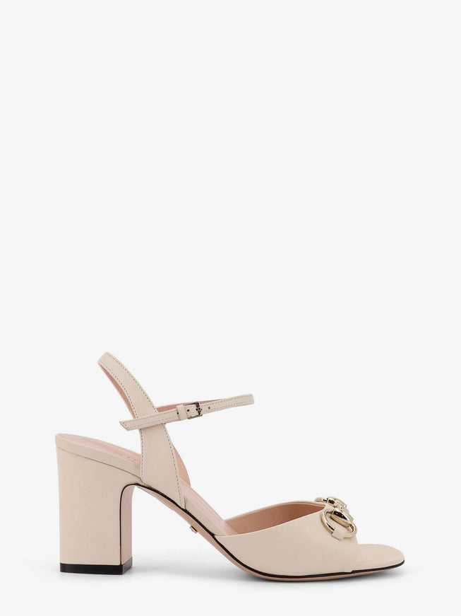 Gucci Leather Sandal With Horsebit Mystic White