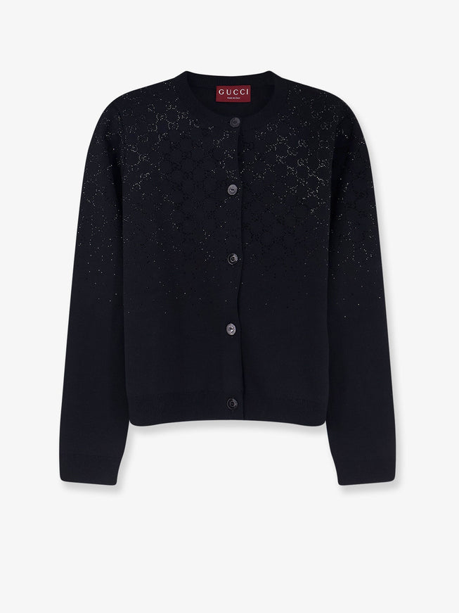 Gucci Wool And Viscose Cardigan With All-Over Gg Logo S Black Mix