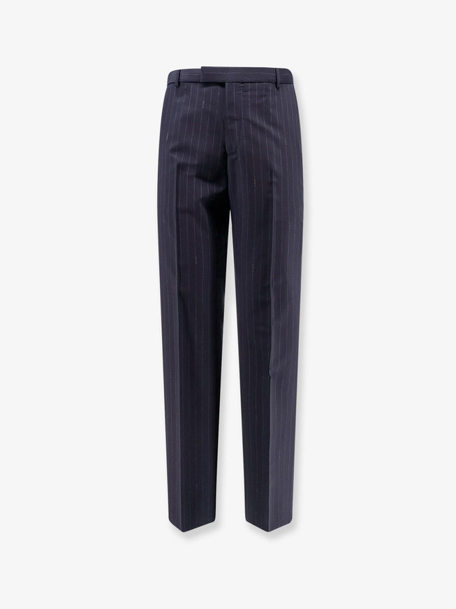 Gucci Gucci Pinstripe Wool Trousers Blue Grey