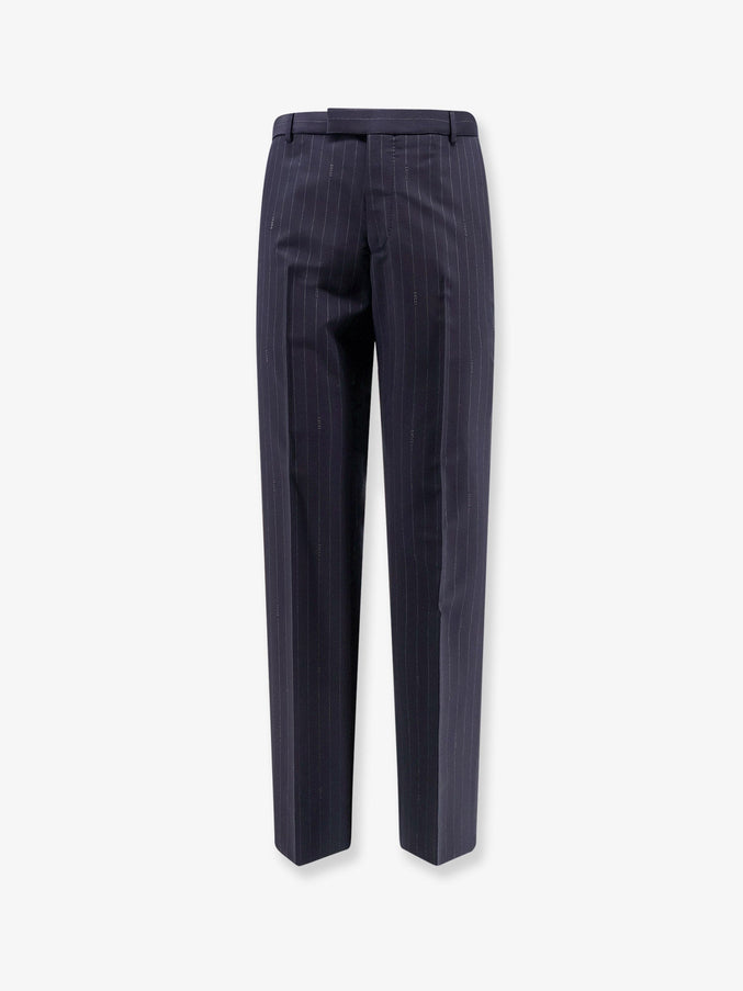Gucci Gucci Pinstripe Wool Trousers Blue Grey