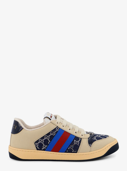 Gucci Screener Sneakers With Gg Crystals Denim