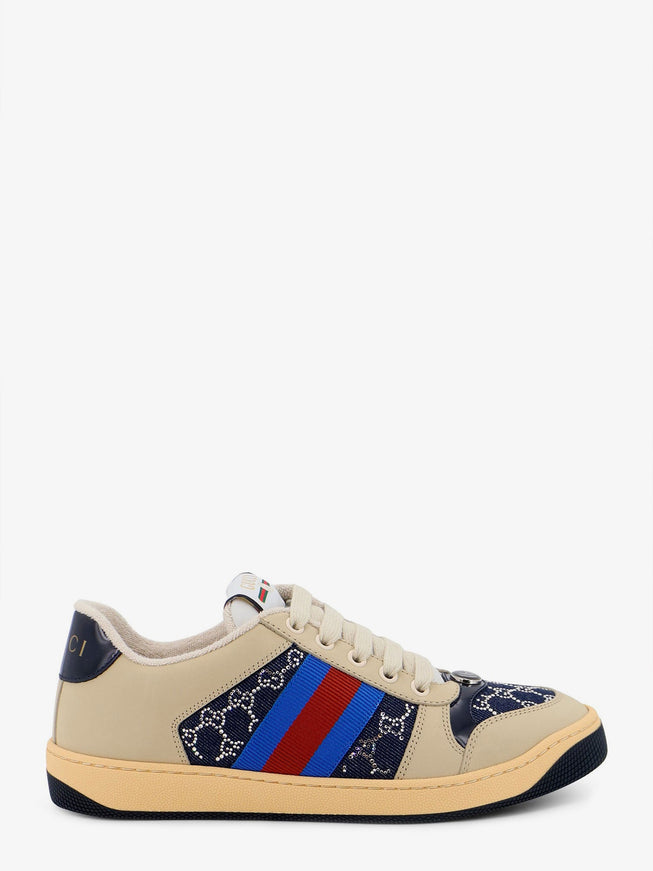 Gucci Screener Sneakers With Gg Crystals Denim