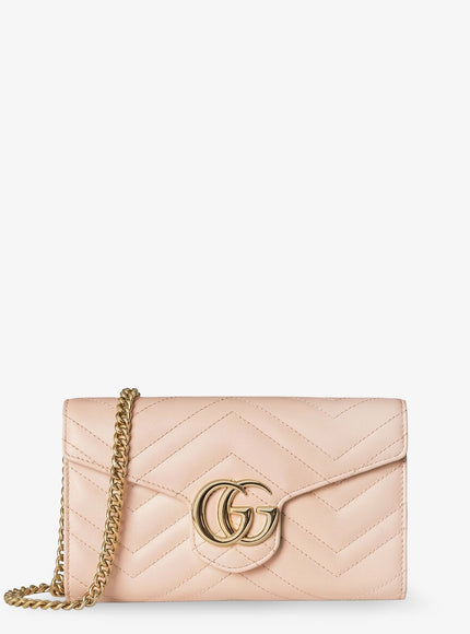 Gucci Quilted Leather Crossbody Bag With Metal Gg Logo Uni Pink