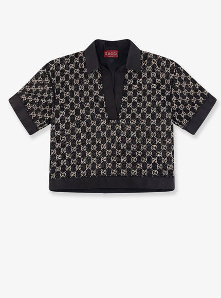 Gucci Lightweight Lamé Wool Tweed Top Black
