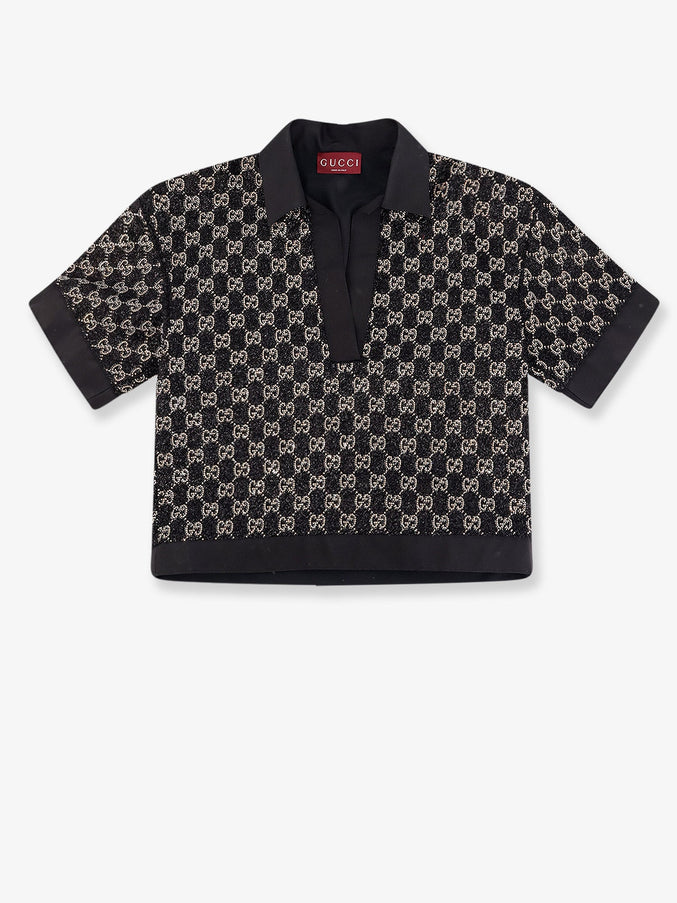 Gucci Lightweight Lamé Wool Tweed Top Black