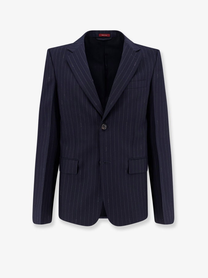 Gucci Gucci Pinstripe Wool Single-Breasted Blazer Blue Grey