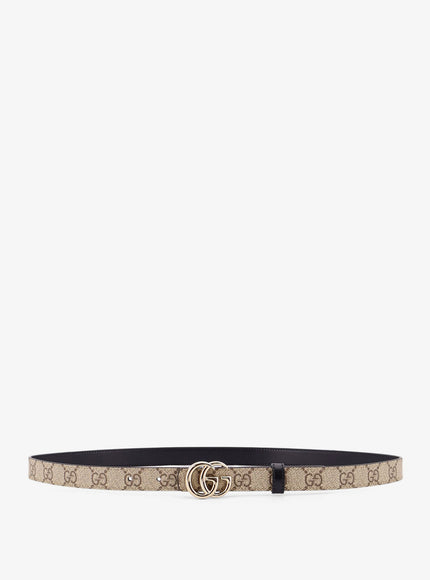 Gucci Coated Canvas Reversible Belt With Gg Supreme Motif Ebony Black