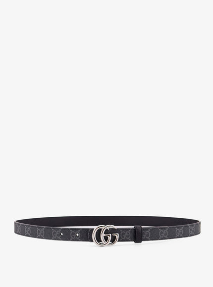 Gucci Coated Canvas Reversible Belt With Gg Supreme Motif Black