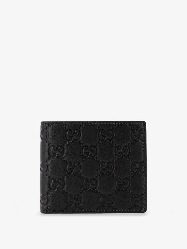 Gucci Gg Emblem Leather Wallet With Embossed Gg Logo Uni Black Black